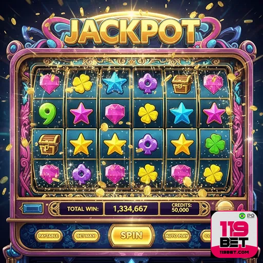 Ícones de slot games ressaltando segurança na 119bet