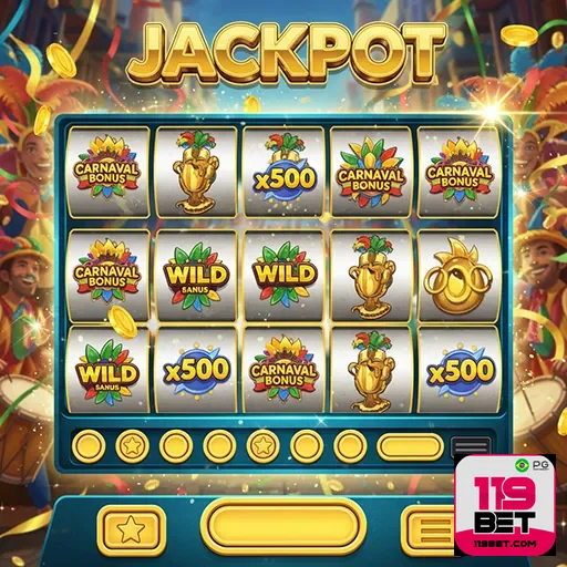 Jogador sorridente no celular ao lado de slots online e símbolos de jackpot